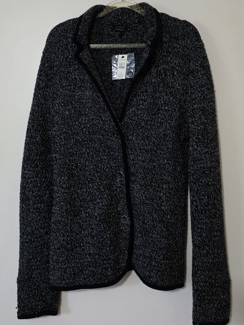 NWT Talbots 100% Merino Wool Herringbone Sweater Blazer Quiet Luxury Medium